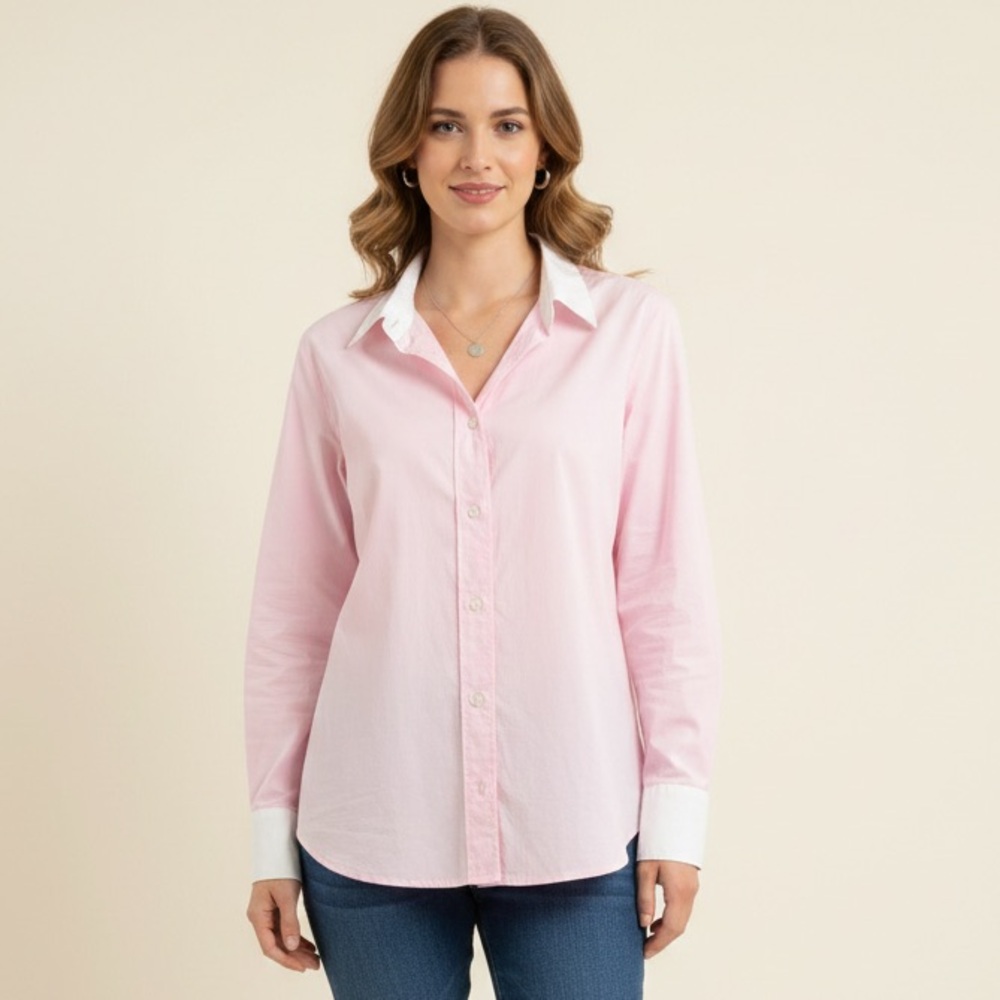 J. Crew Light Pink and White Button-Down Shirt